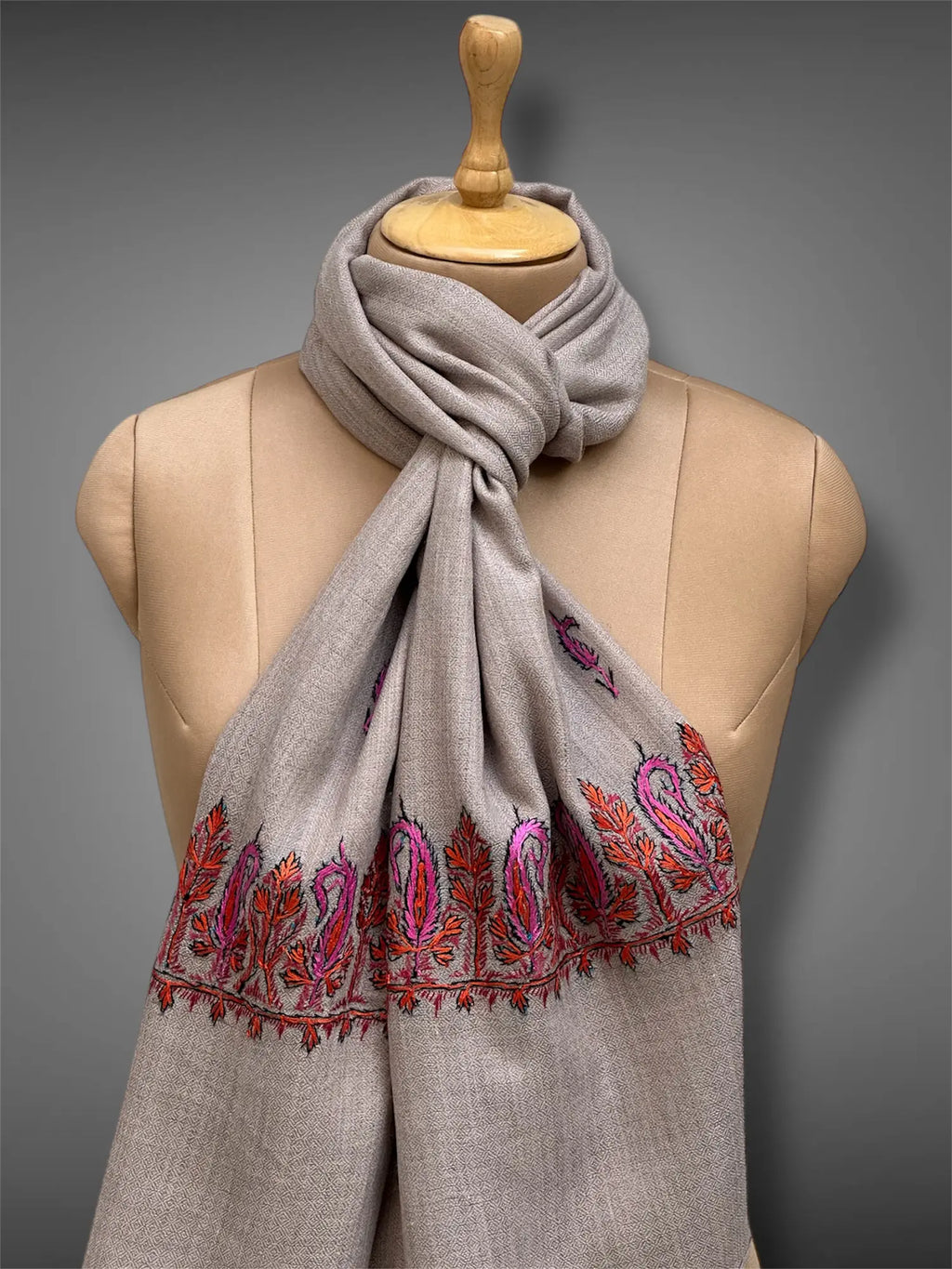 aksi pashmina kashmiri soft grey stole,  muffler full 2