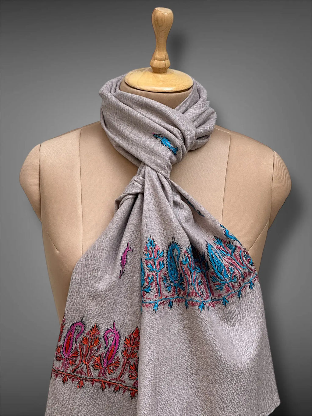 aksi pashmina kashmiri soft grey stole,  muffler full 3