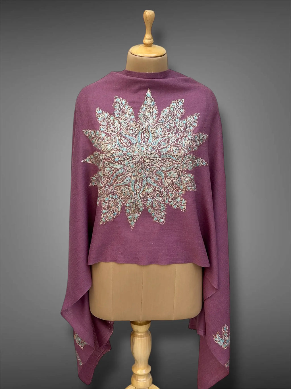 aksi pashmina kashmiri soft purple stole,  front full