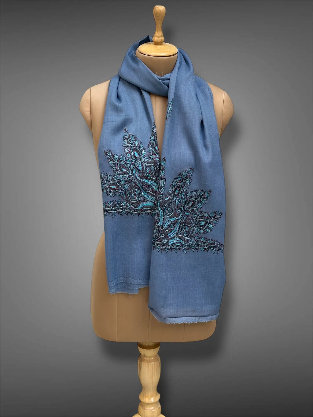 aksi pashmina kashmiri steel blue stole,  muffler full
