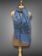aksi pashmina kashmiri steel blue stole,  muffler full