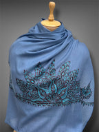 aksi pashmina kashmiri steel blue stole,  wrap