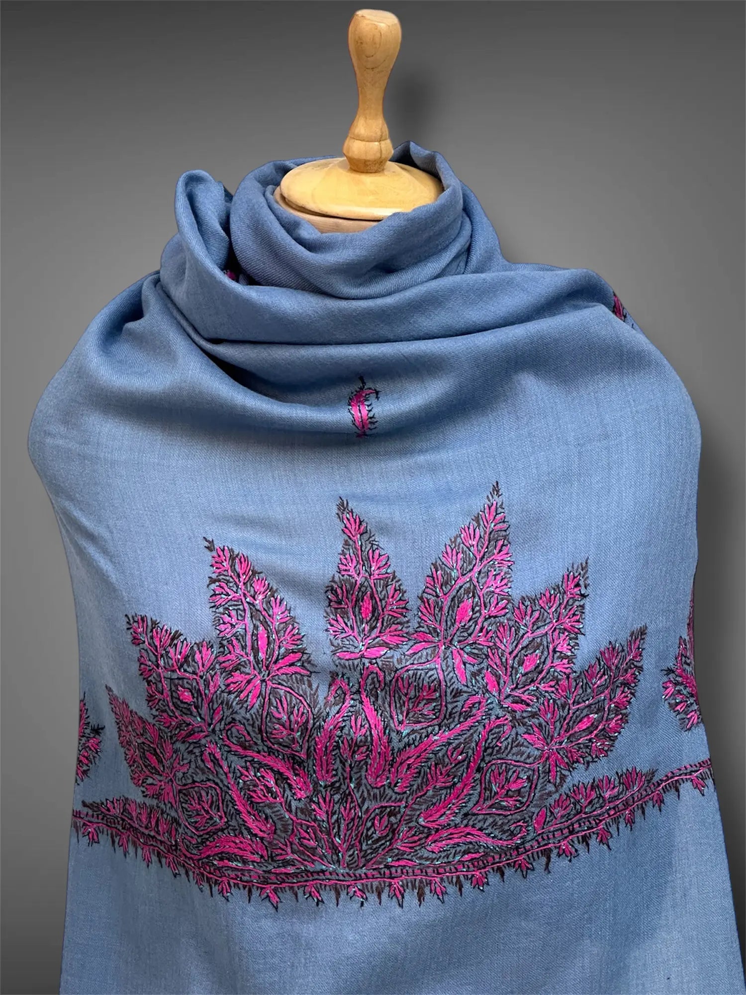 aksi pashmina kashmiri steel blue stole,  wrap 2