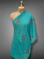 aksi pashmina kashmiri teal stole,  front full 2