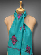 aksi pashmina kashmiri teal stole,  muffler close up