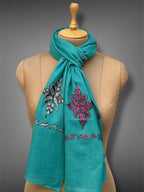 aksi pashmina kashmiri teal stole,  muffler close up 2
