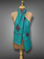 aksi pashmina kashmiri teal stole,  muffler full
