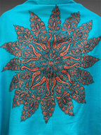 aksi pashmina kashmiri turquoise blue stole,  front close up