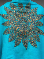aksi pashmina kashmiri turquoise blue stole,  front close up 2