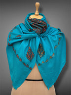 aksi pashmina kashmiri turquoise blue stole,  wrap