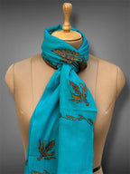 aksi pashmina kashmiri turquoise stole,  muffler close up