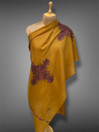 aksi pashmina kashmiri warm mustard stole,  front full