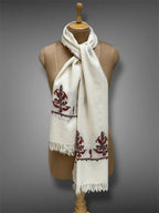 aksi pashmina kashmiri white stole,  muffler full