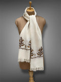 aksi pashmina kashmiri white stole,  muffler full 2