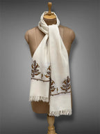 aksi pashmina kashmiri white stole,  muffler full 2