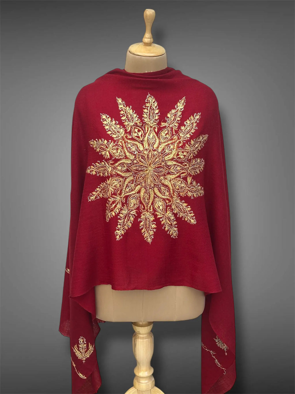 aksi pashmina kashmiri royal red stole,  front full