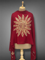 aksi pashmina kashmiri royal red stole,  front full