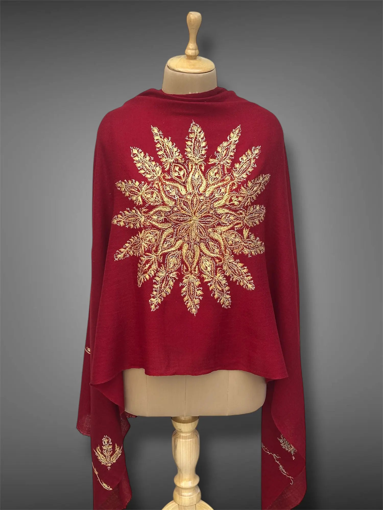 aksi pashmina kashmiri royal red stole,  front full