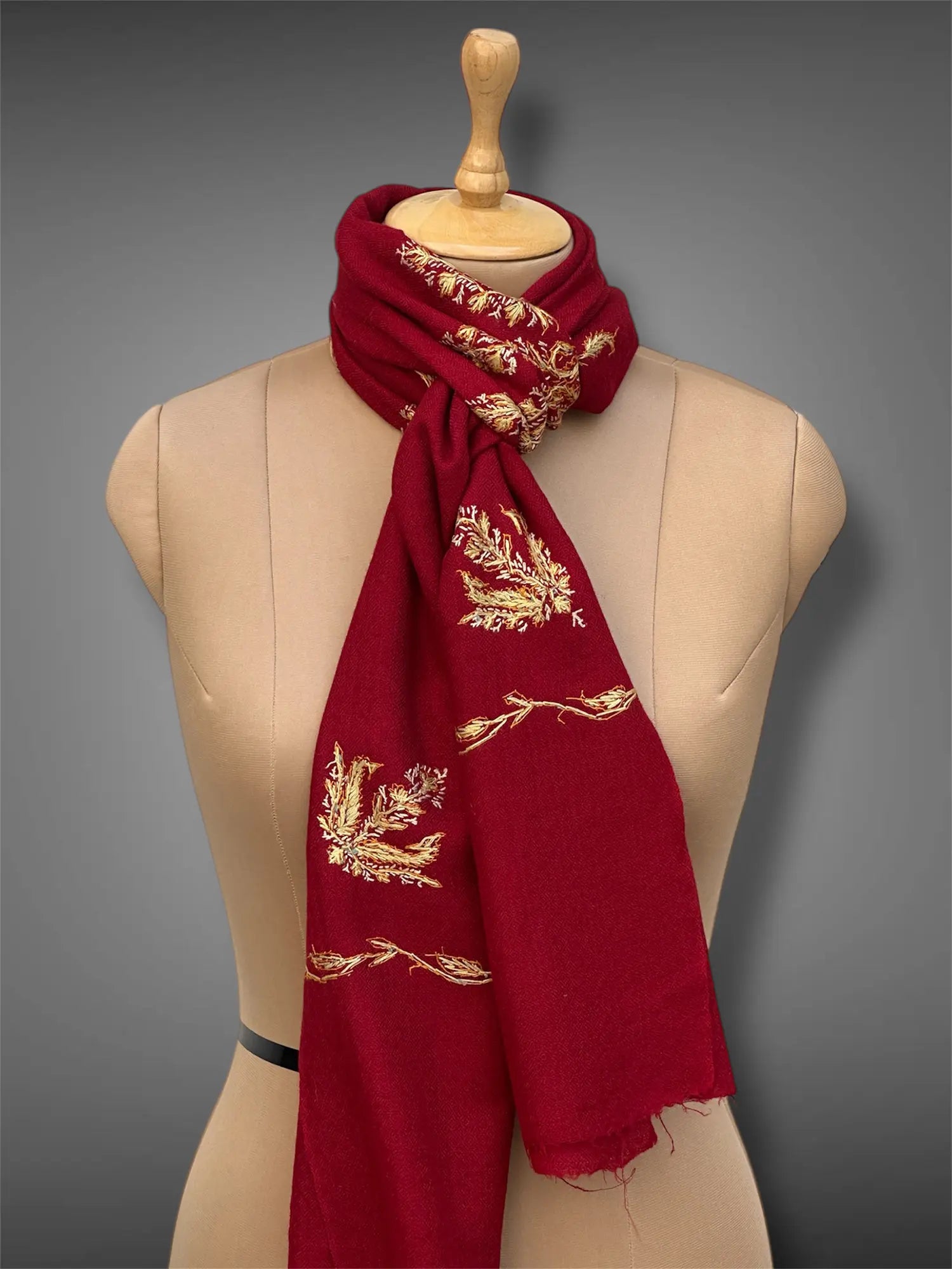aksi pashmina kashmiri royal red stole,  muffler full