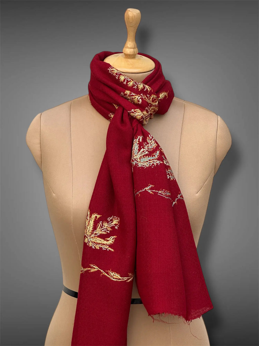 aksi pashmina kashmiri royal red stole,  muffler full 2