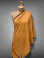 pashmina kashmiri hashidaar mustard gold stole,  front full
