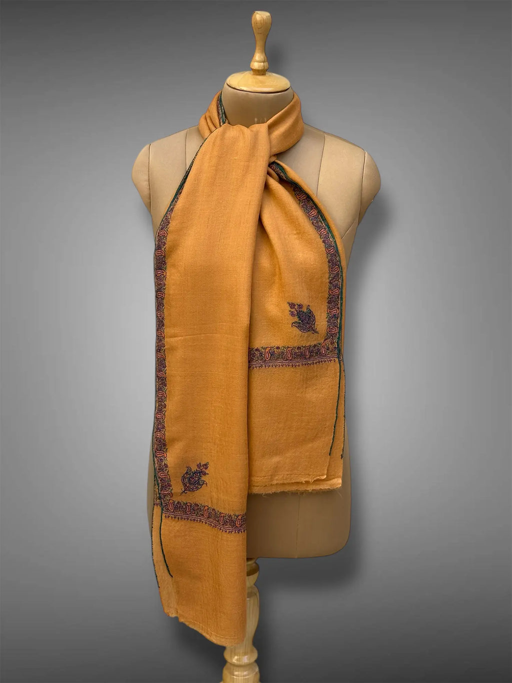 pashmina kashmiri hashidaar mustard gold stole,  muffler full