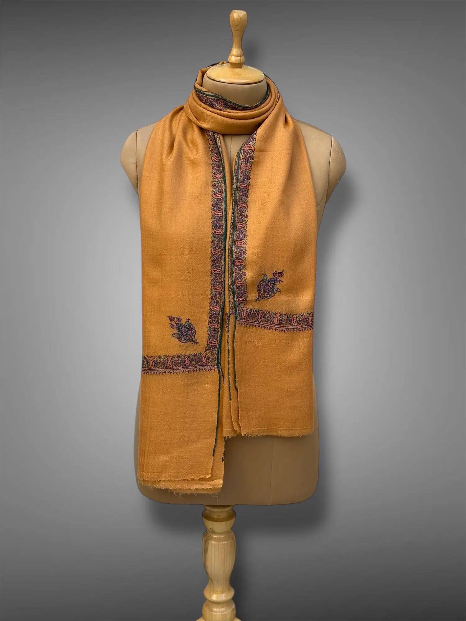 pashmina kashmiri hashidaar mustard gold stole,  muffler full 2