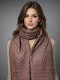 sozni pashmina kashmiri brown stole,  muffler model pose