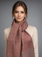 sozni pashmina kashmiri rich brown stole,  muffler model pose
