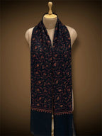 sozni pashmina kashmiri black stole,  front full 2