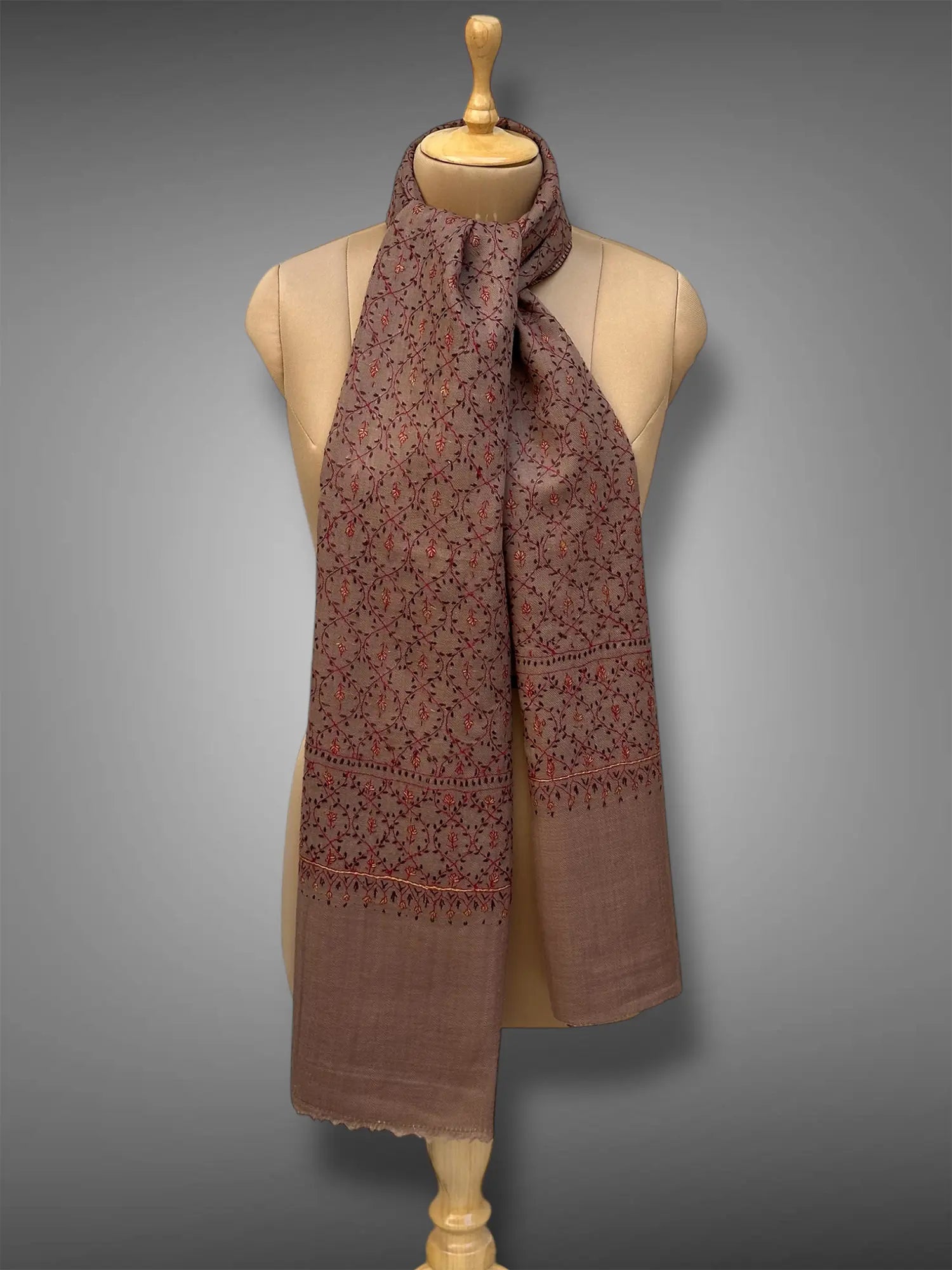 sozni pashmina kashmiri brown stole,  muffler full