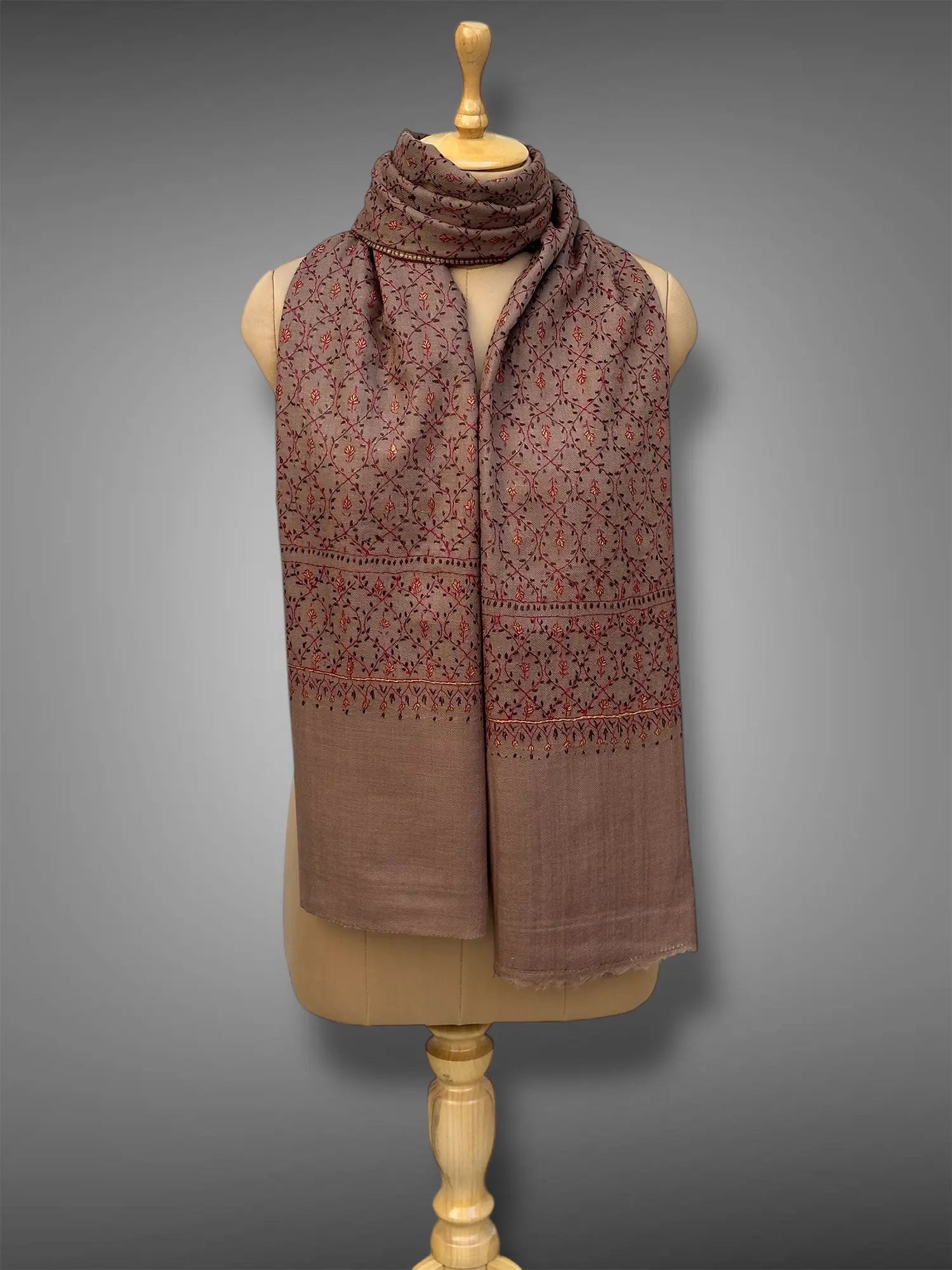 sozni pashmina kashmiri brown stole,  muffler full 2