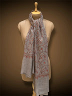 sozni pashmina kashmiri gray stole,  knot muffler full