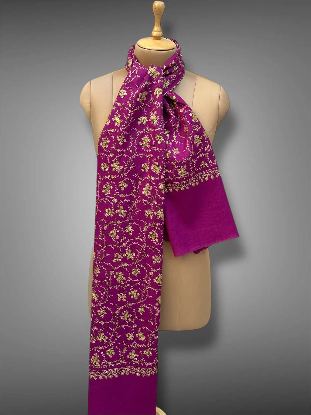 sozni pashmina kashmiri magenta stole,  muffler full