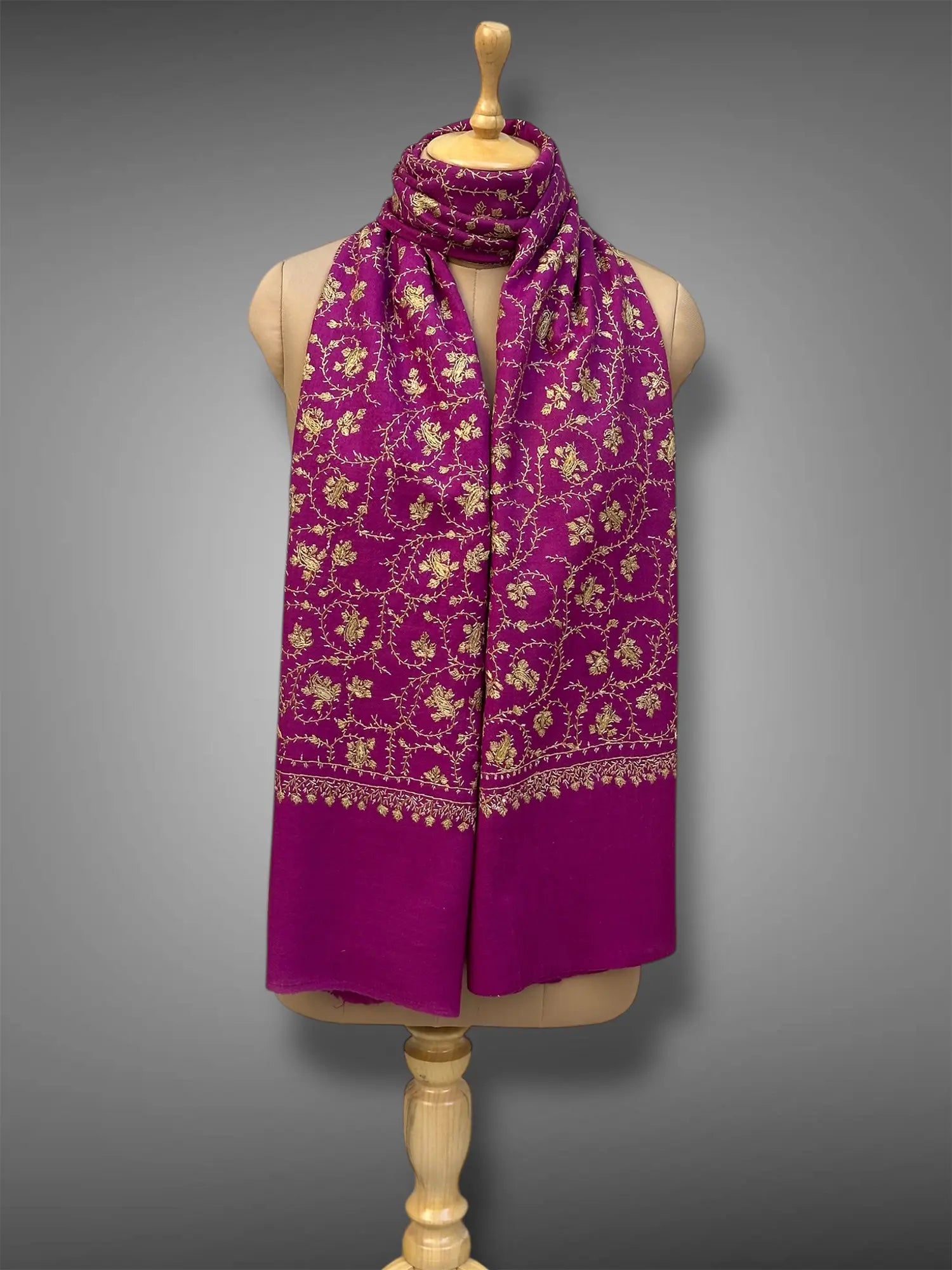 sozni pashmina kashmiri magenta stole,  muffler full 2
