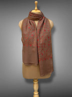 sozni pashmina kashmiri mud brown stole,  muffler full 2