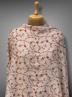 sozni jaaldaar off white pashmina stole, front close up