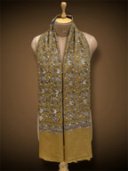 sozni pashmina kashmiri olive green stole,  muffler full 2
