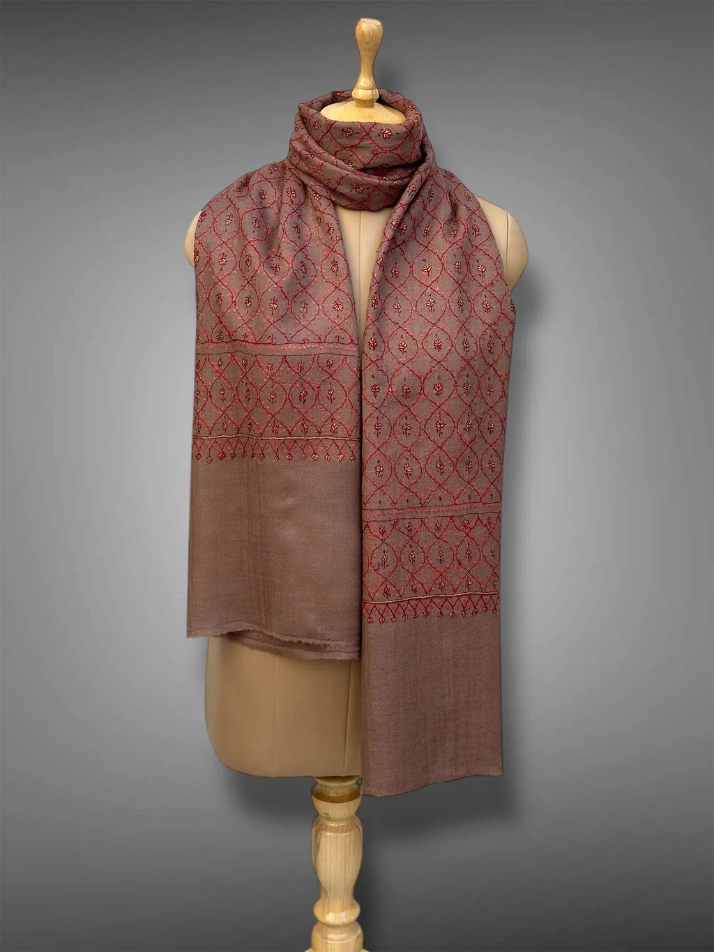 sozni pashmina kashmiri rich brown stole,  muffler full 2