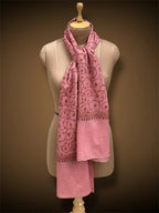 sozni pashmina kashmiri rose pink stole,  muffler close up