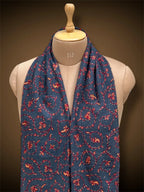 sozni pashmina kashmiri slate blue stole,  muffler close up 2