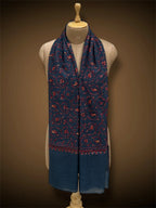 sozni pashmina kashmiri slate blue stole,  muffler full 2