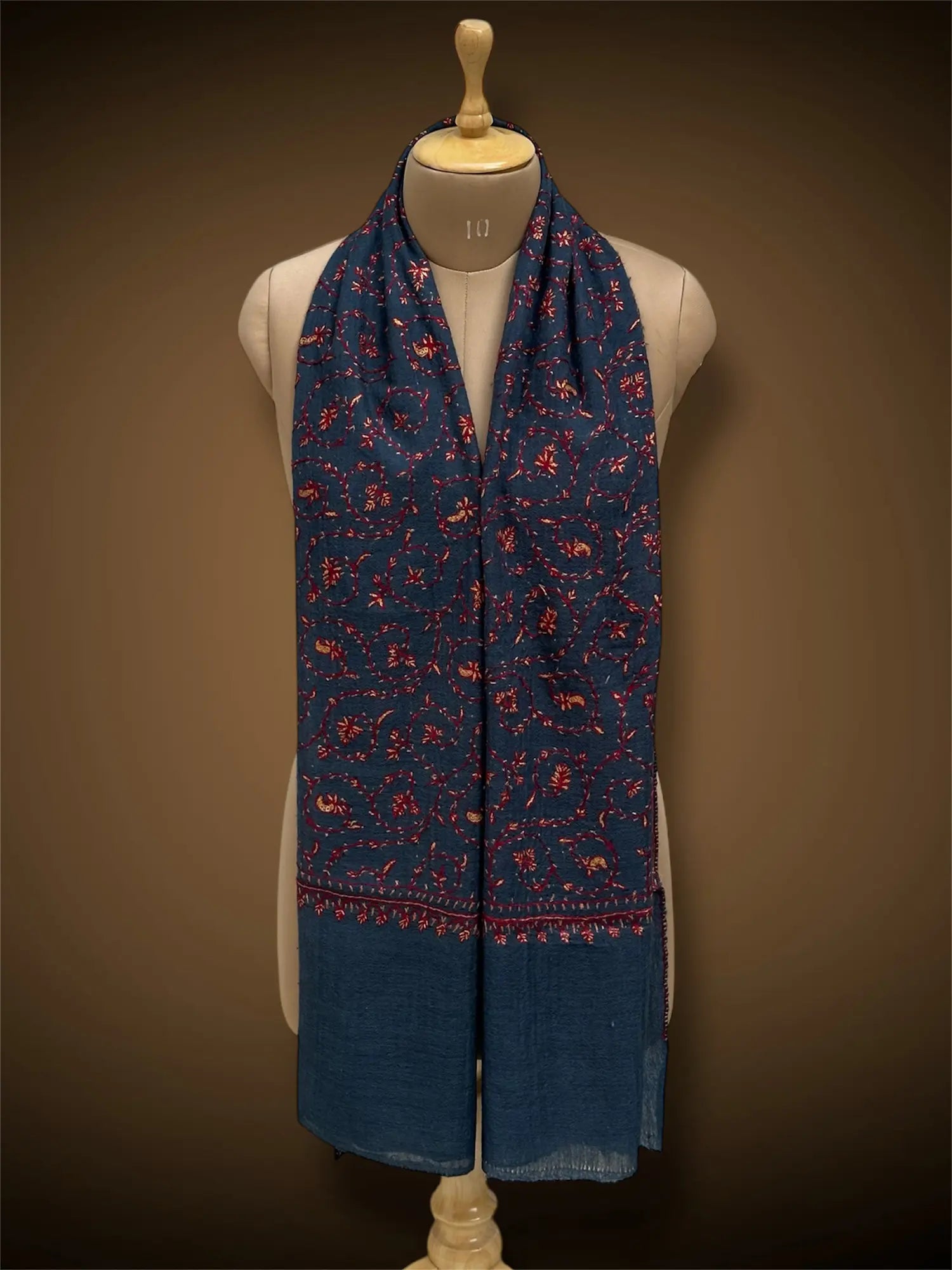 sozni pashmina kashmiri slate blue stole,  muffler full 2