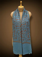 sozni pashmina kashmiri teal blue stole,  muffler full 2