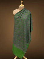 sozni pashmina kashmiri emerald green stole,  front full