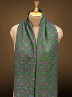 sozni pashmina kashmiri emerald green stole,  muffler close up
