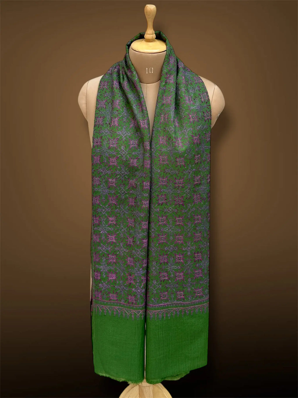 sozni pashmina kashmiri emerald green stole,  muffler full