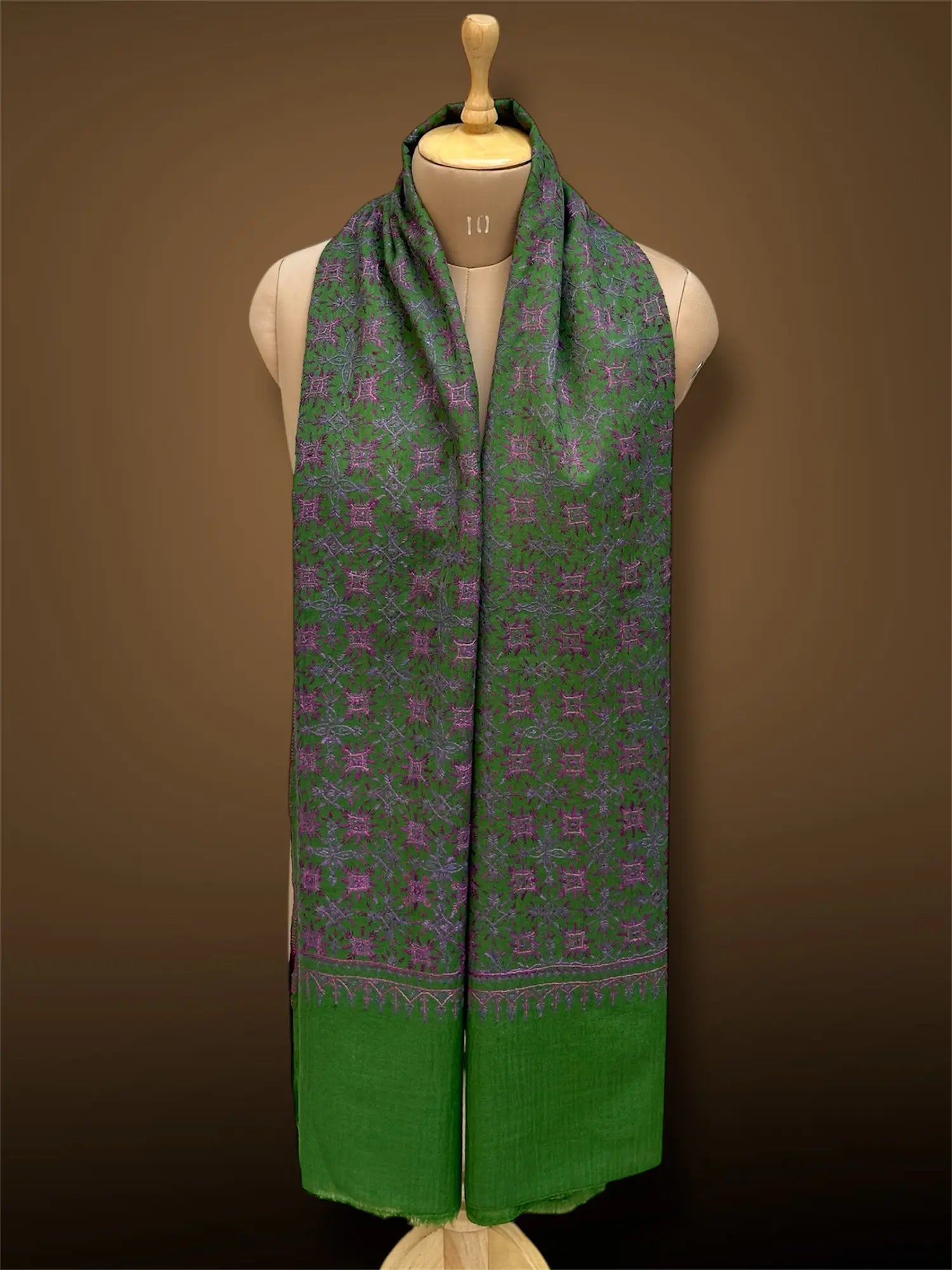sozni pashmina kashmiri emerald green stole,  muffler full